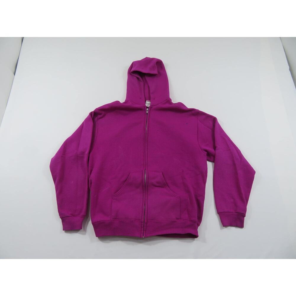 Cheetah Hoodie, Blank, Zip Up, Dark Pink Made in USA Sz L 1990s